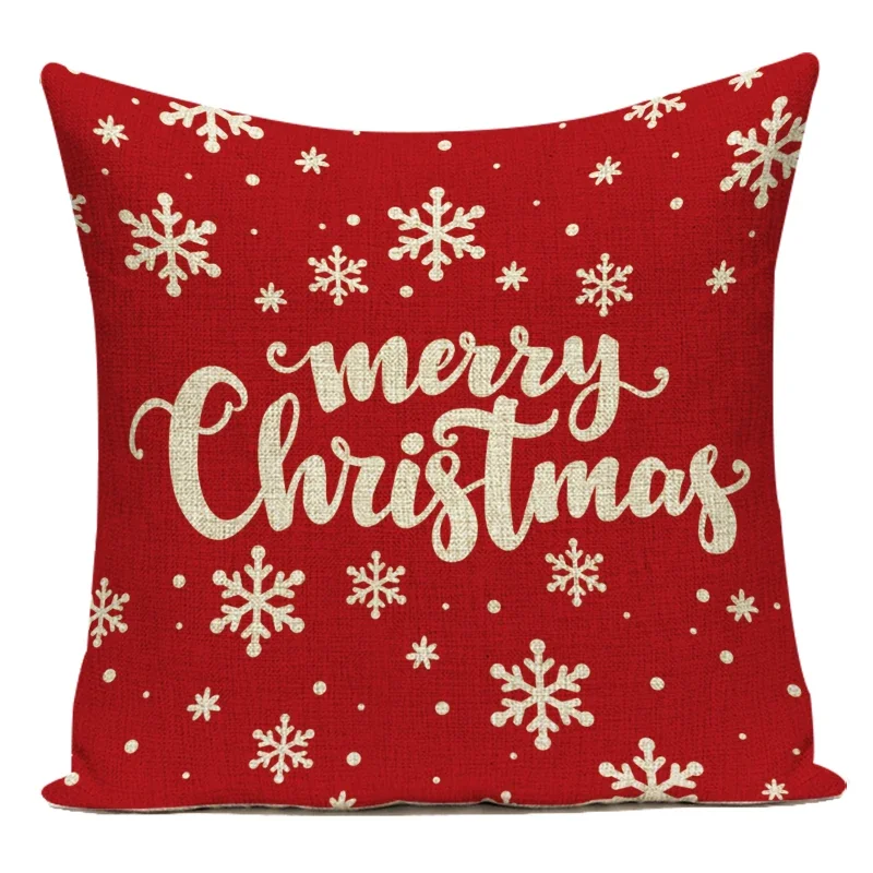 Happy New Year Decorative Throw Pillows Case Merry Christmas Letter Tree Santa Claus Gift for Child Bedroom Sofa Home Decor