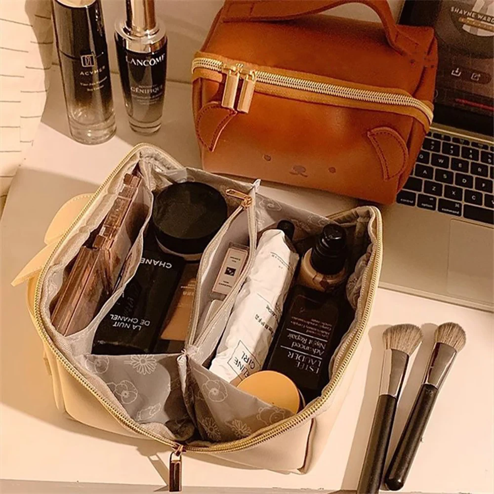 Kawaii Miffy แรงบันดาลใจกระต่ายหูออกแบบกระเป๋าเครื่องสําอางกระต่ายน่ารักแบบพกพาขนาดใหญ่ความจุกระเป๋าสาวของขวัญ