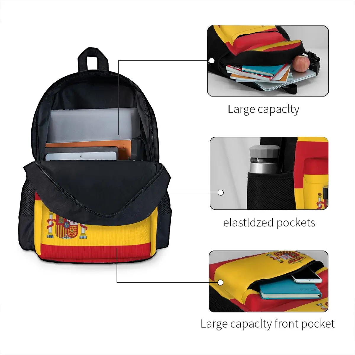 Flag Of Spain Backpacks Boys Girls Bookbag Children School Bags Cartoon Kids Rucksack Travel Rucksack Shoulder Bag