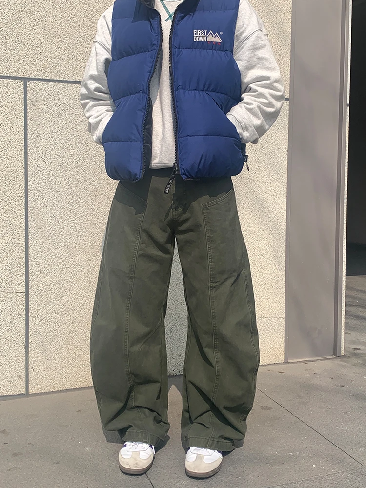 

American Retro Streetwear Wide Leg Design Skateboard Work Trousers Cleanfit Skateboard Bell Bot Workwear Pants