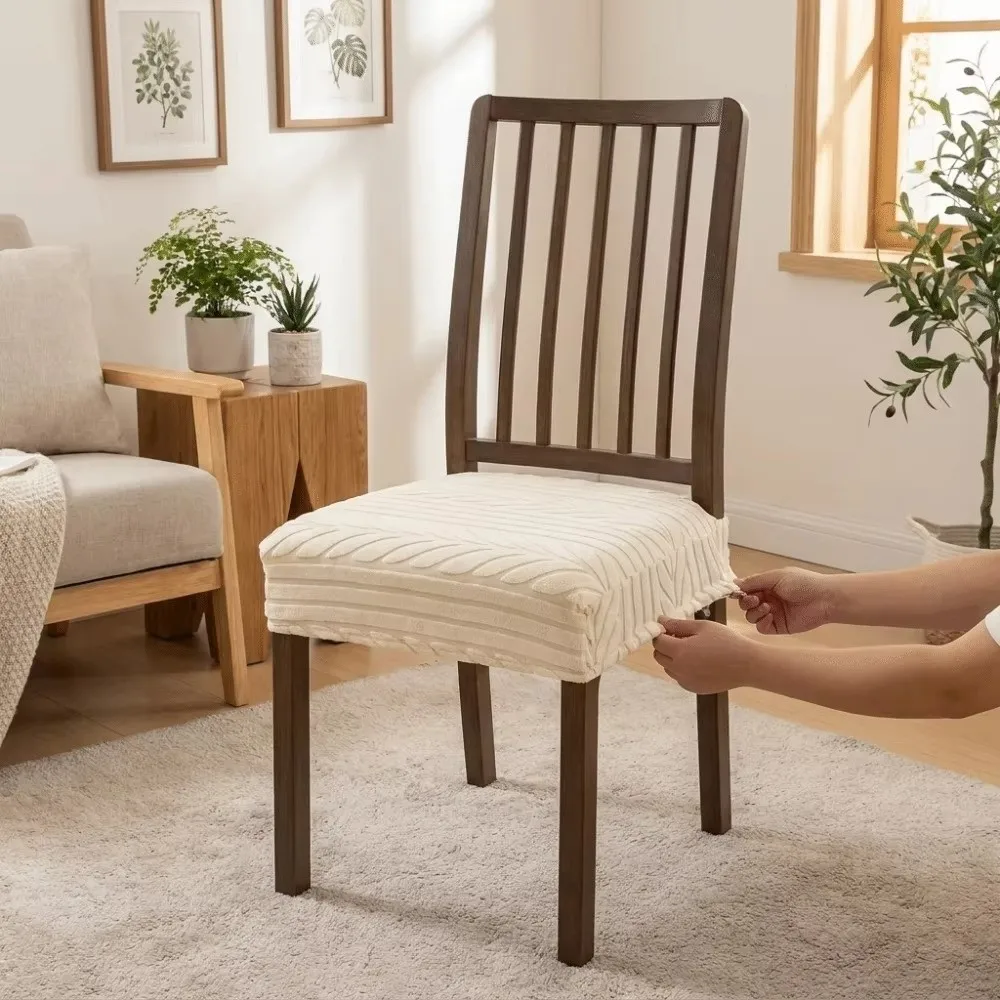 Soft Non-Slip Jacquard Chair Slipcover Removable Elastic Seat Protector Stain-Resistant Washable Chair Cushion Cover Home