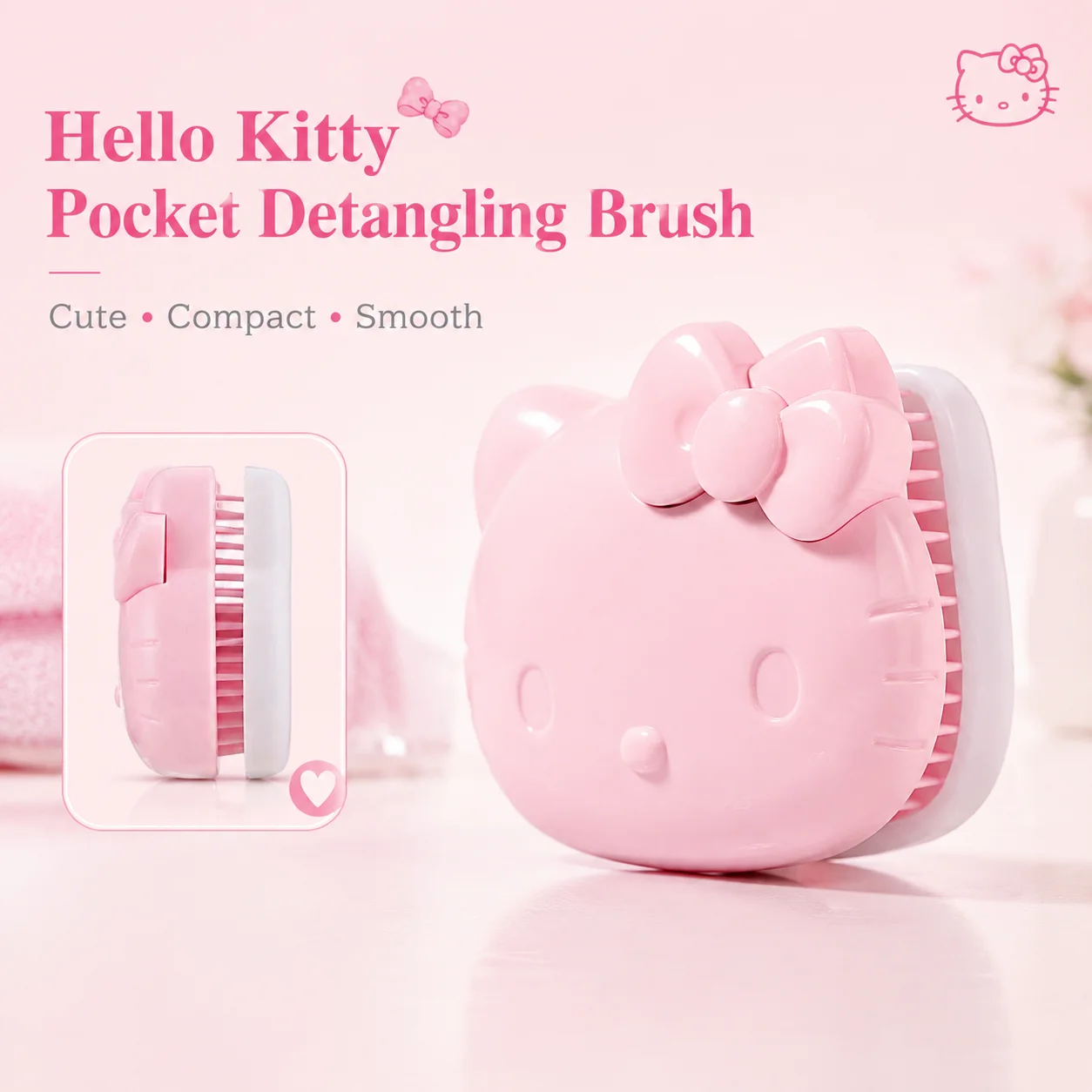 Sanrio Hello Kitty Taschenhaarbürste Teenager-Haaraccessoire Kopfhaut-Massagekamm ABS TPE Anti-Verfilzungs-Haarbürste Lolita Haarwerkzeug Geschenk