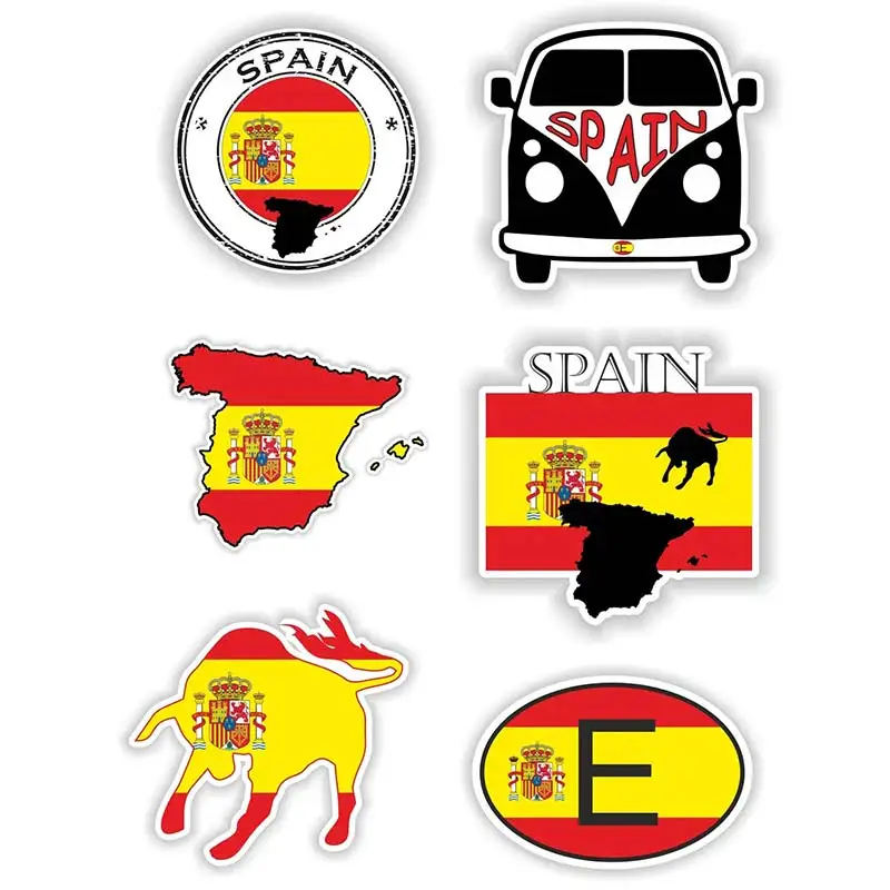 Spain Sticker Round Flag For Laptop Book Fridge Guitar Motorcycle Helmet ToolBox Door PC Boat Decor Decals M933