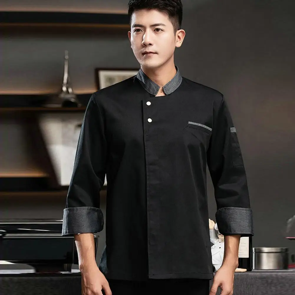 Trendy Unisex Adult Kitchen Chef Coat Anti-pilling Chef Shirt Bakery Cook Coat Unisex Kitchen Uniform Pastry Clothes