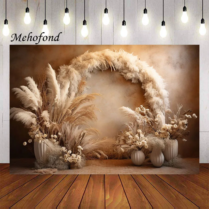 Mehofond Photography Background Retro Boho Floral Pampas Kid Birthday Party Wedding Pregnant Portrait Decor Photo Backdrop Studi