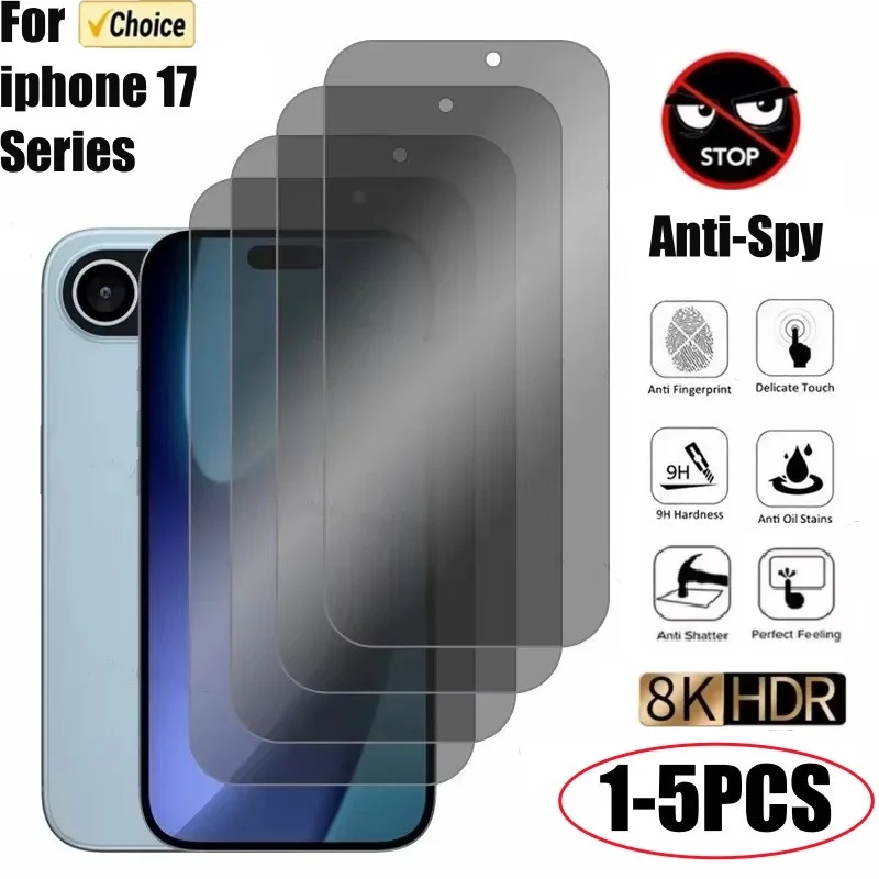 

1-5PCS Privacy Screen Protector for iPhone 17 ProMax 17 17 Pro 17 Air Easy Install Anti Spy Privacy Phone Glass for 17