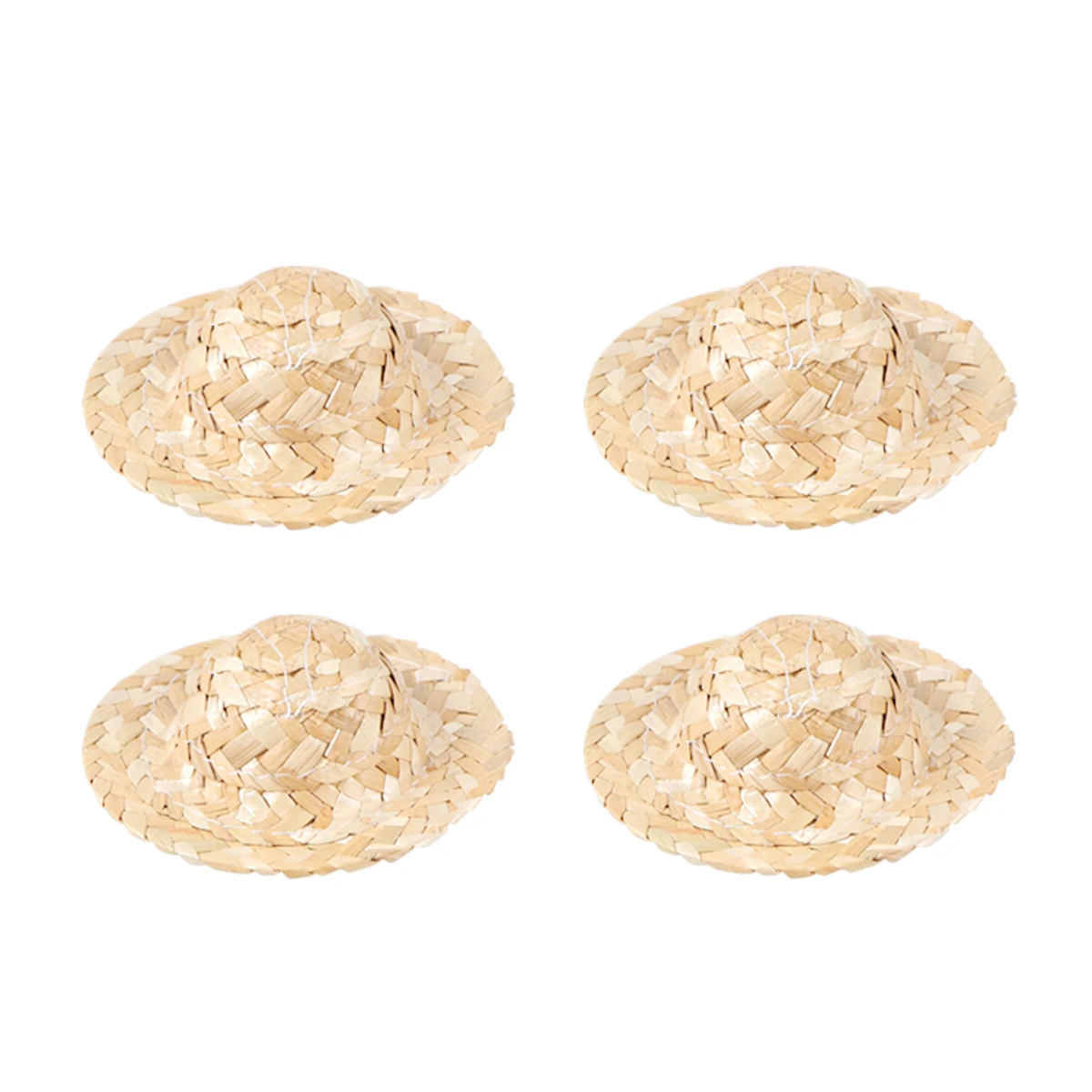 10 قطعة قبعات القش الصغيرة المنسوجة يدويا قبعات الزخرفية الصغيرة DIY بها بنفسك الحرفية اليدوية المنسوجة قبعات القش لصنع الحرف اليدوية