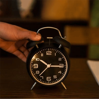 4 Inch Twin Bell Loud Alarm Clock Metal Frame Silent Non-Ticking Student Alarm Clock Strong Wake-up Luminous Table Clock