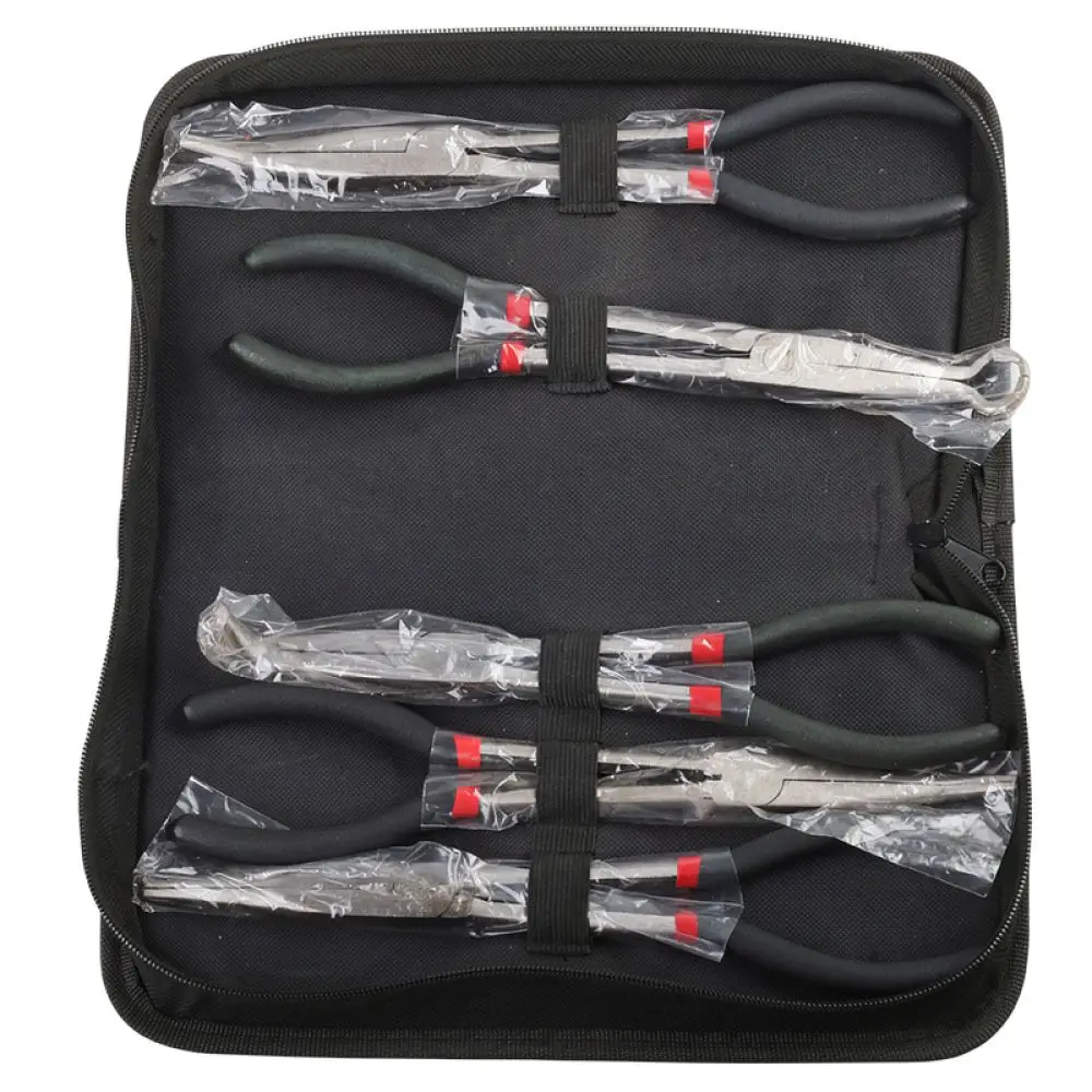 Long Reach Needle Nose Pliers 11 Inch Extra Long Bent O Type Tip Industrial Grade Hand Tools For Mechanical Maintenance