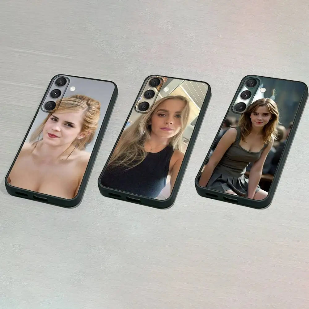 حافظة هاتف A-مثلة Emma W-Watson لهاتف سامسونج S25، S24، S23، S22، S21، S20، S10، Ultra، Plus، Lite، FE، غطاء أسود من السيليكون الناعم