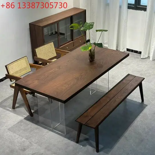 Simple black walnut solid wood learning desk dining table board