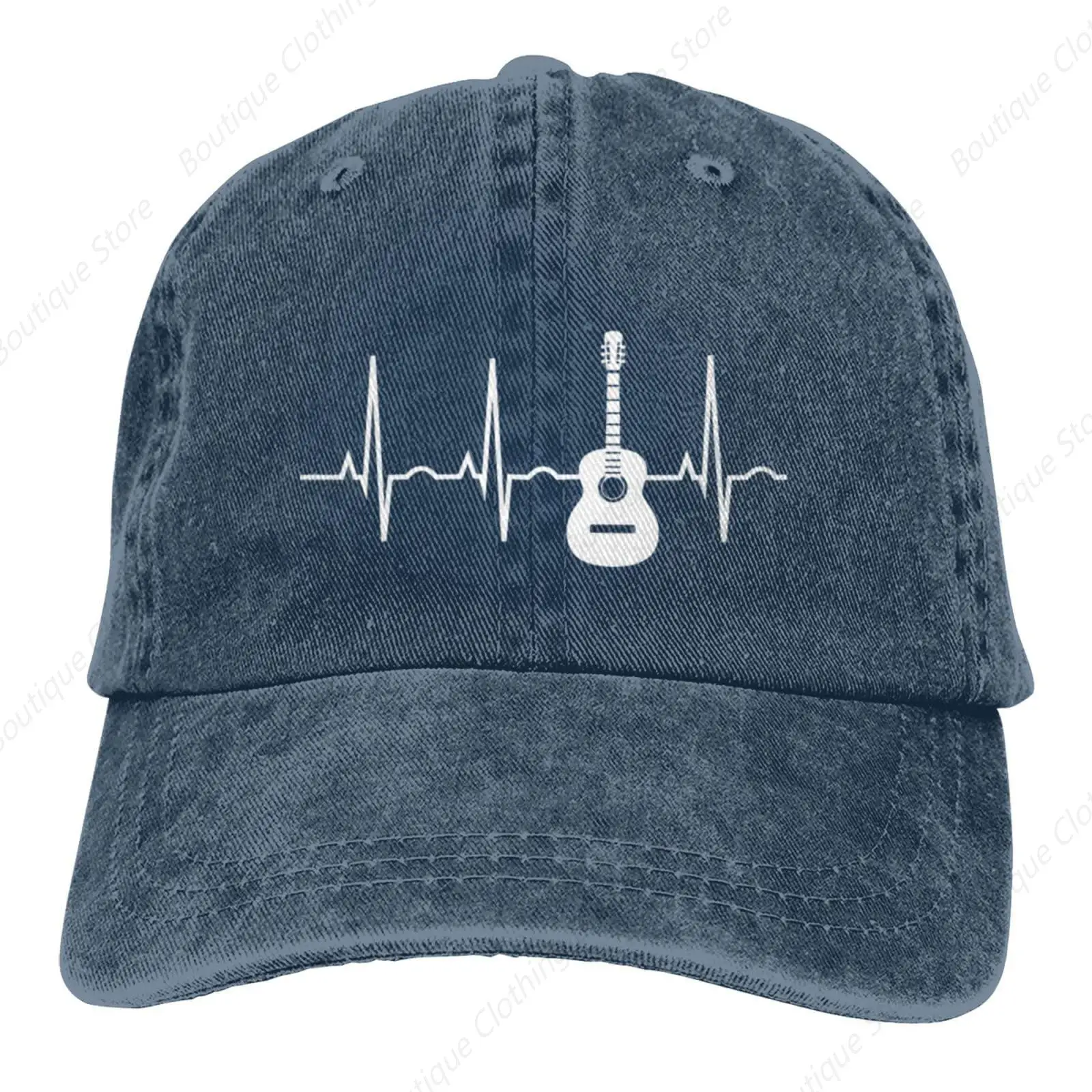 

Funny-Guitar-Heartbeat-Musician-Gifts Hat Baseball Caps Men Women Low Profile Plain Classic Retro Dad Hat Navy Blue