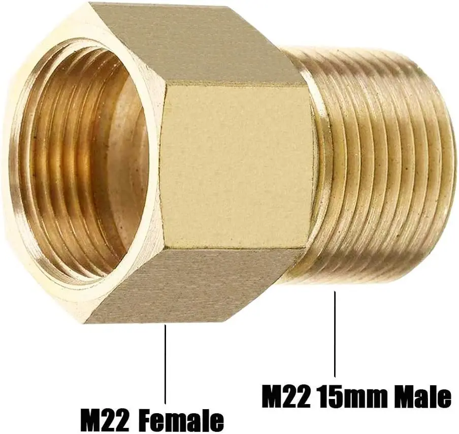 Pressure Washer Coupler M22 15mm Female Thread to M22 14mm Male Quick Fitting For Washer Gun Connection Hose Nozzle Car Wash