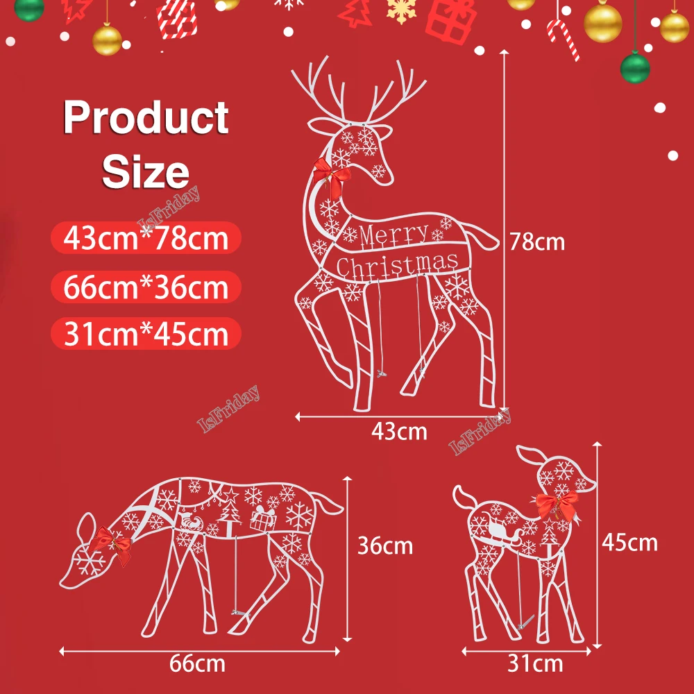 Imagem -06 - Handmake Iron Art Elk Deer Christmas Garden Decor Luz Led Brilho Brilhante Rena Casa de Natal Ornamento ao ar Livre Pcs