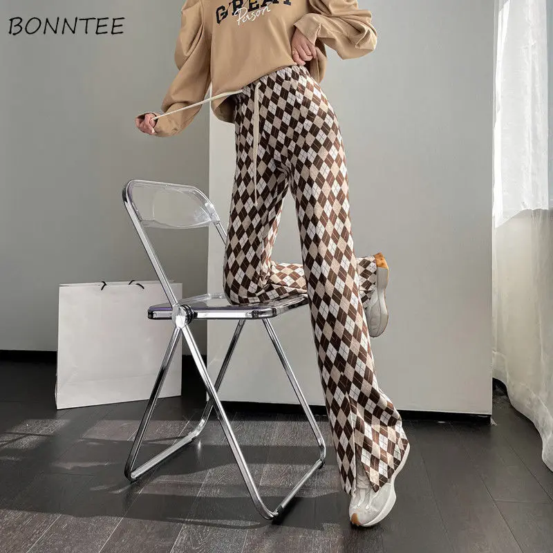 

Flare Pants Women Design Slender Street Style Hipster Split Spring Fall Trousers Full Length Korean Fashion Teens Vintage Young