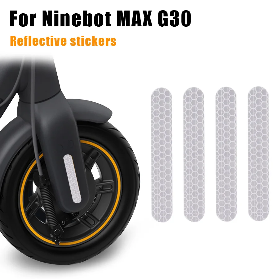 4 teile/satz Neue Vorne Hinten Rad Abdeckung Reflektierende Aufkleber für Ninebot Max G30 Elektrische Roller Warnung Staubdicht Reflektierende Aufkleber – Detail 2