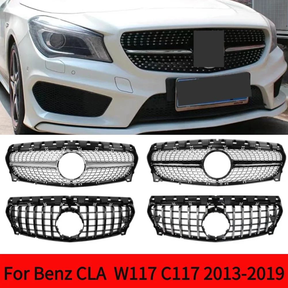 Perfect Match 2013-2019 For Mercedes Benz CLA  W117 C117  220 260 180 200 GT Diamond Middle Front Grille Bumper Grill  Accessori