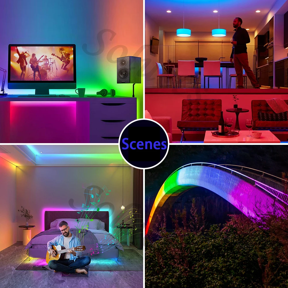 Imagem -06 - Flexível Rgb Led Strip Lights Cor de Sonho mm dc 5v 12v Controle App Decoração Diodo Tela tv Backlight Pixel 2812b