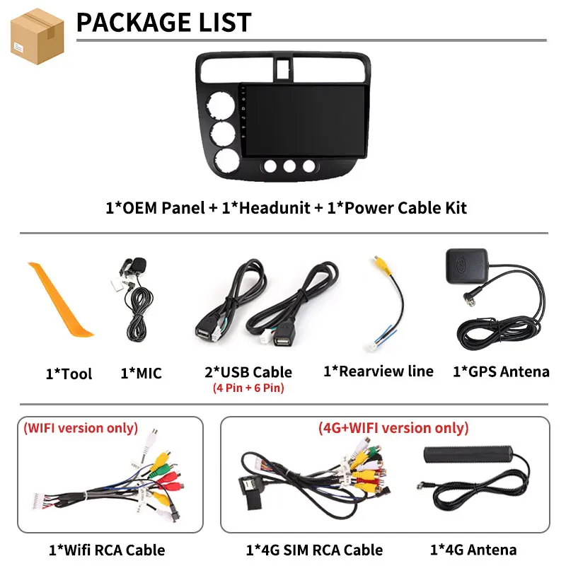 For Honda Civic 7 2000-2006 Wireless Carplay Auto Android 15 Video Player Head Unit Multimedia Octa Core QLED DSP 2din GPS DTS