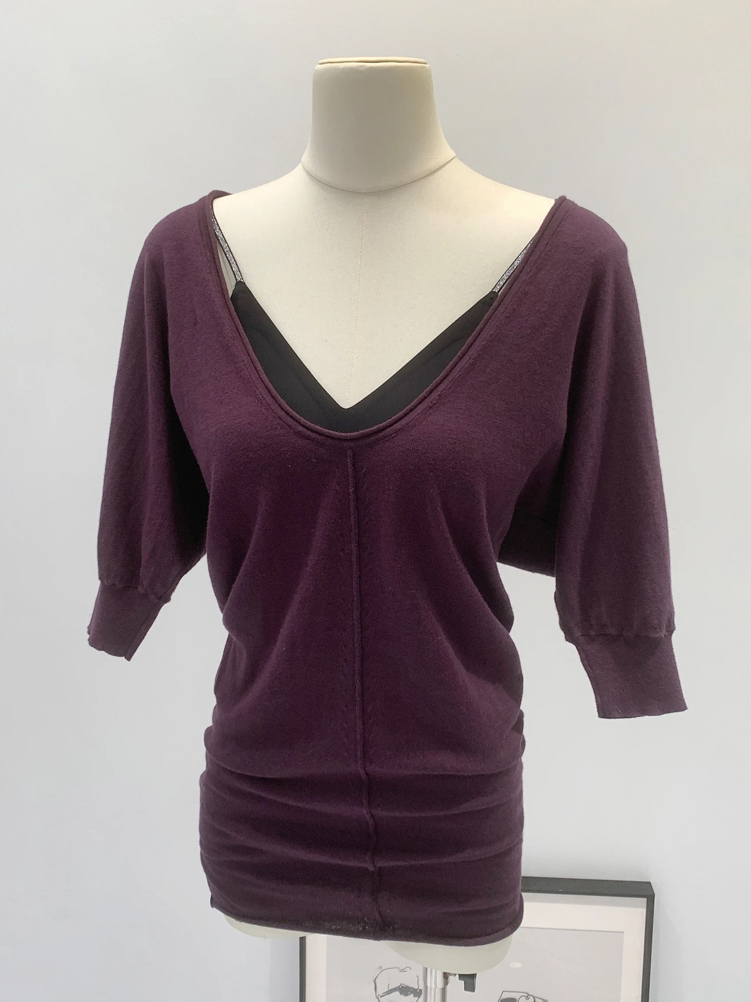 

Slimming Effect Two-Way Wear Deep V-Neck Knitted Top Women's Fashion Unique Beautiful Thin Cotton Nylon Silk Blend Spring Summer