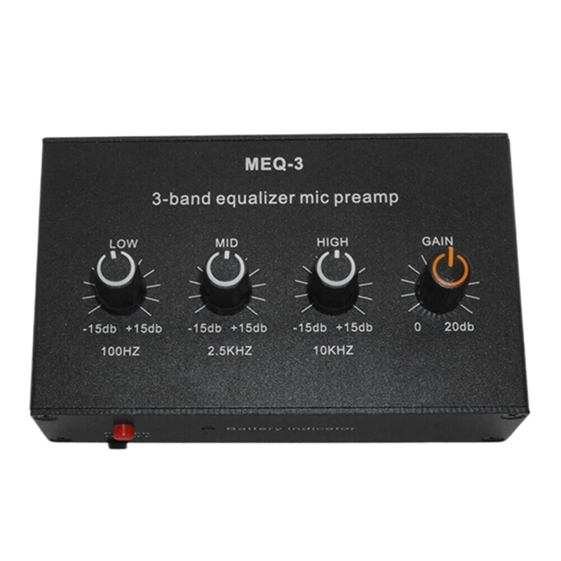 MEQ-3 3-Segment Equalizer Tone Treble Mid Bass Adjust Computer Game Headset Ear Amplifier Audio Signal Preamplifier