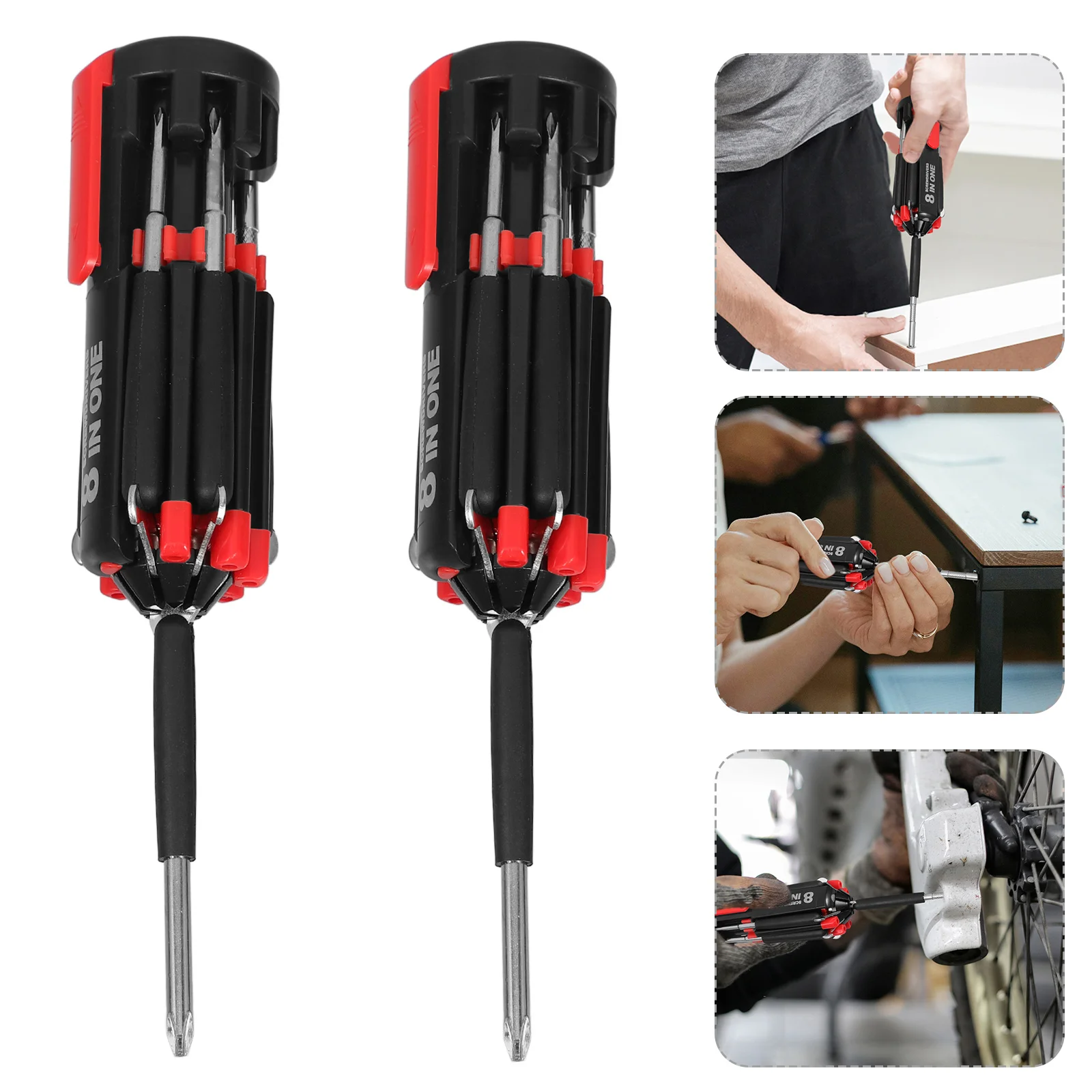 

2pcs 8 In 1 Screwdriver Pen With Led Light Compact Multifunction Precision Tool Set For Outdoor Repair Kits Steel Clip Includes