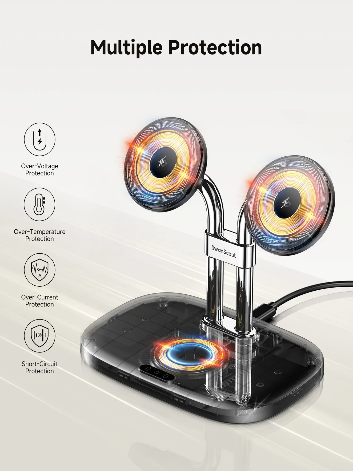 SwanScout 706SM Dual Phone Magnetic Charging Station for Samsung S25 Ultra S24 Plus S23 FE Charger Stand for iPhone 17 16 15 14 - náhled 5