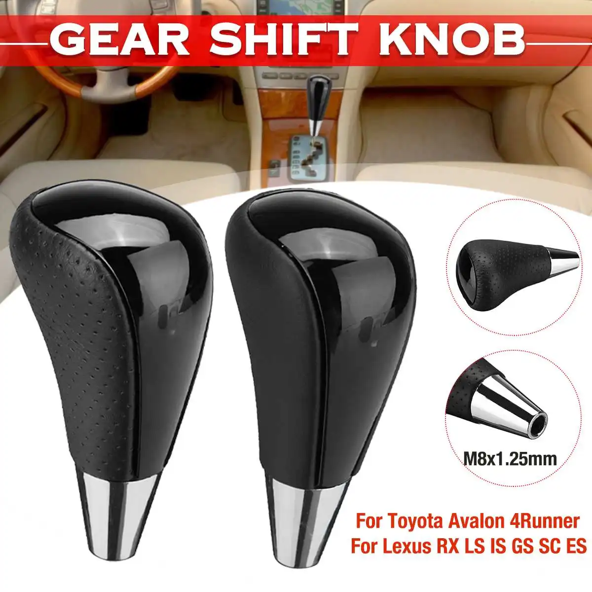 Automatic Gear Shift Knob PU Leather Shifter Lever Stick For Toyota Corolla Camry Yaris Rav4 For Lexus IS GS LS RX ES Models