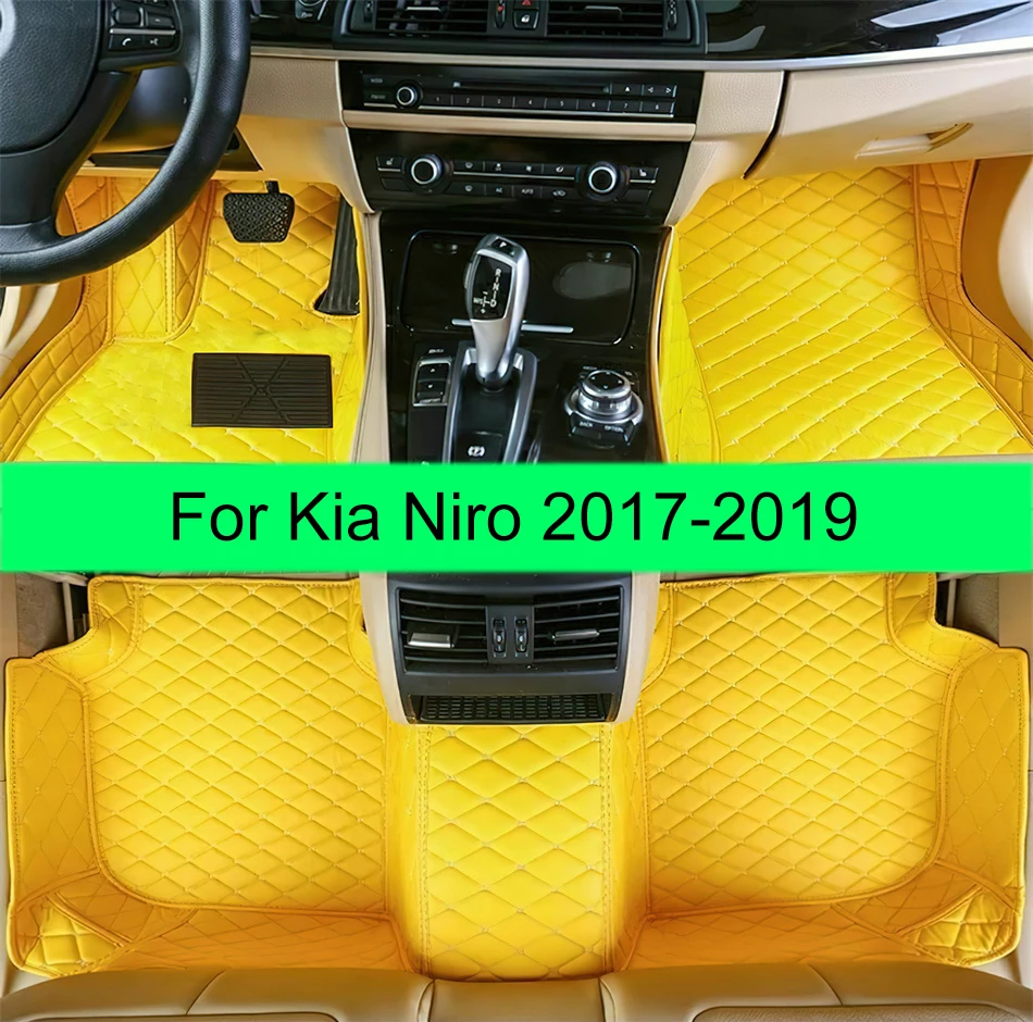 

100% Fit Custom Made Leather Car Floor Mats For Kia Niro 2017 2018 2019 Carpet Rugs Waterproof Anti Slip Foot Pads Accessories