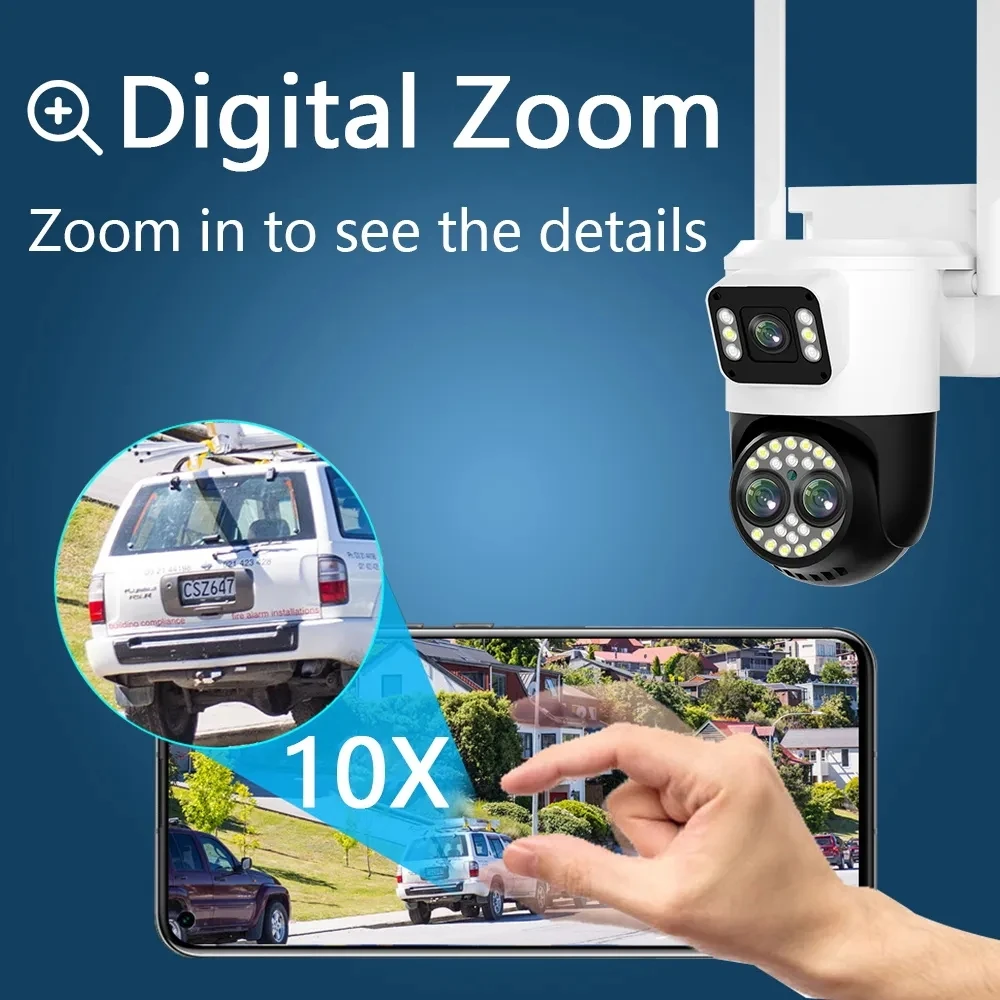 4MP  Three Lens UHD Yoosee APP Double Screen  PTZ  IP Dome Camera AI Humanoid Detection Full Color  CCTV Intercom Baby Monitor