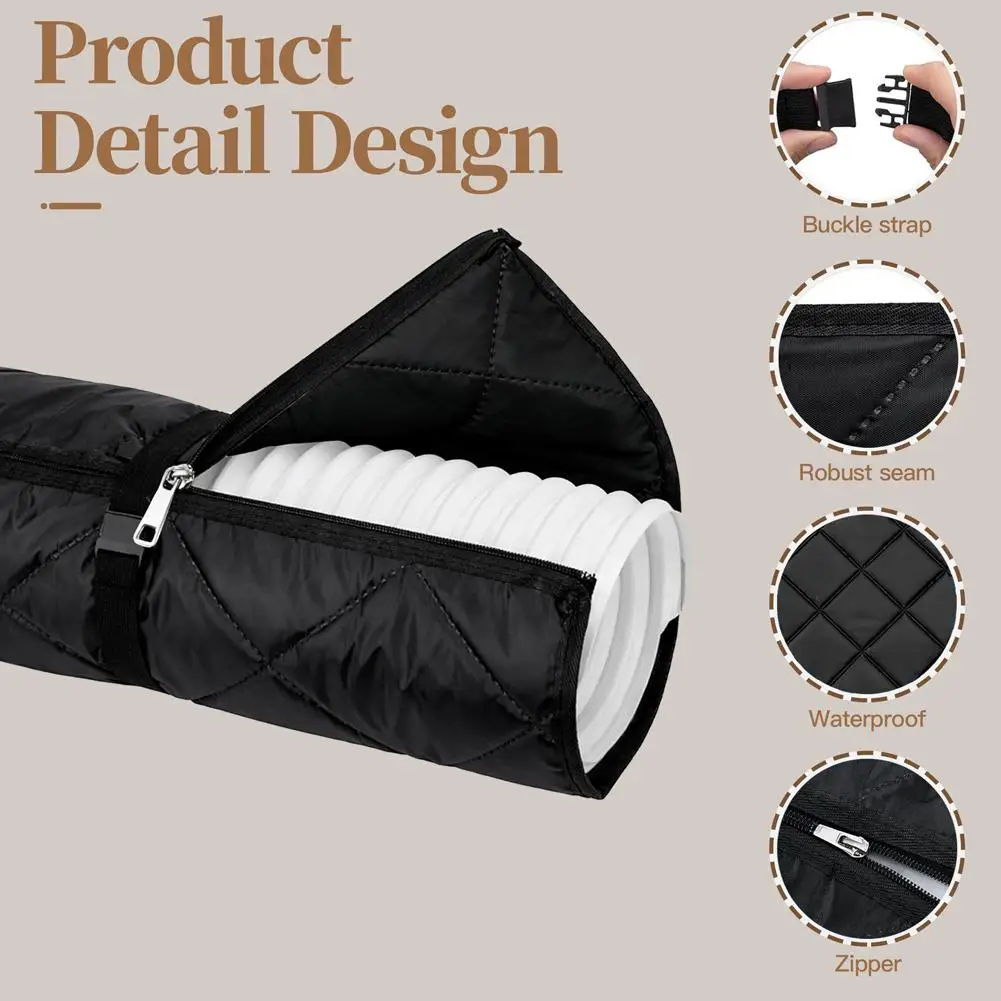 Air Conditioning Hose Protective Cover Insulation Sleeve Portable Waterproof Exhaust Hoses Duct Cover with 2 Adjustable Straps