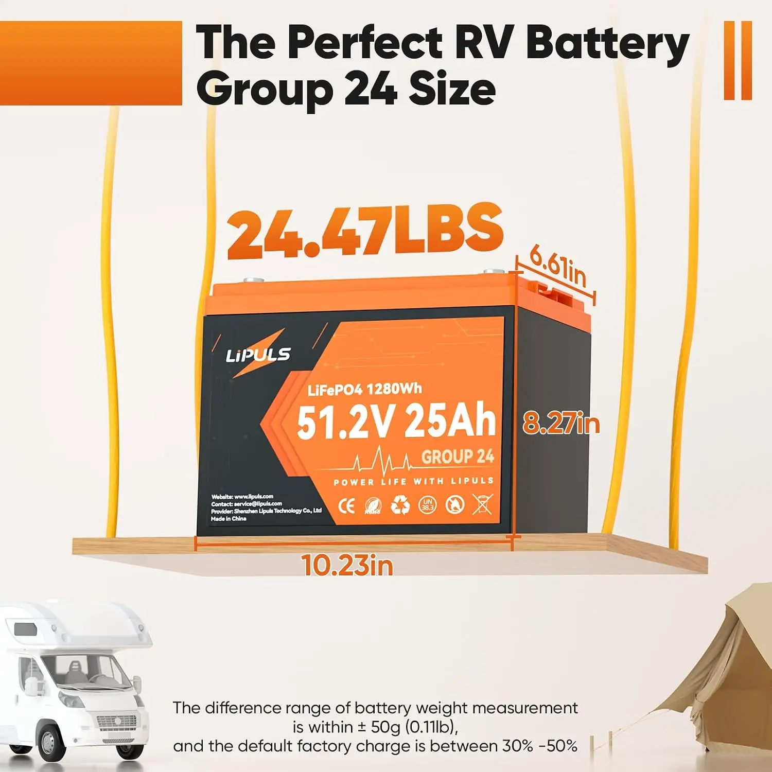 51.2V 25Ah LiFePO4 Deep Cycle Battery for RV Trolling Motor Solar, Customized