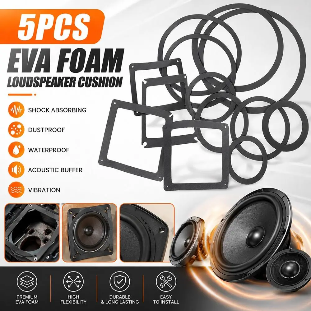 5Pcs 3/4/5/6.5/8/10 Speaker Speaker Sealing Gasket Shockproof EVA Foam EVA Speaker Gasket Acoustic Buffer Dustproof