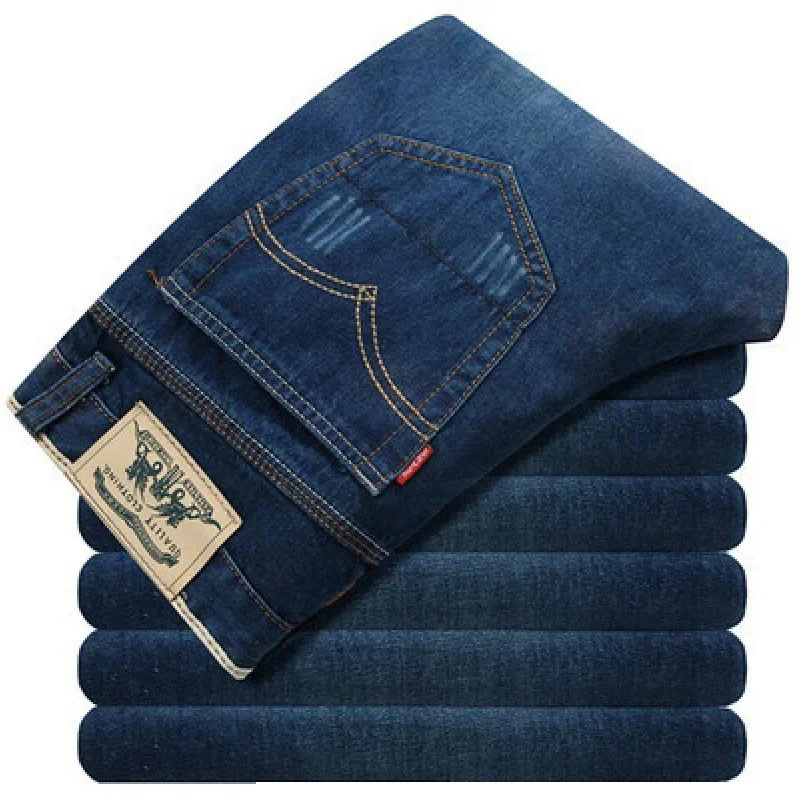 2024 Frühling Sommer Marke Herren Passform gerade leichte Baumwolle Stretch Denim Business lässig hohe Taille dünne leichte graue Jeans