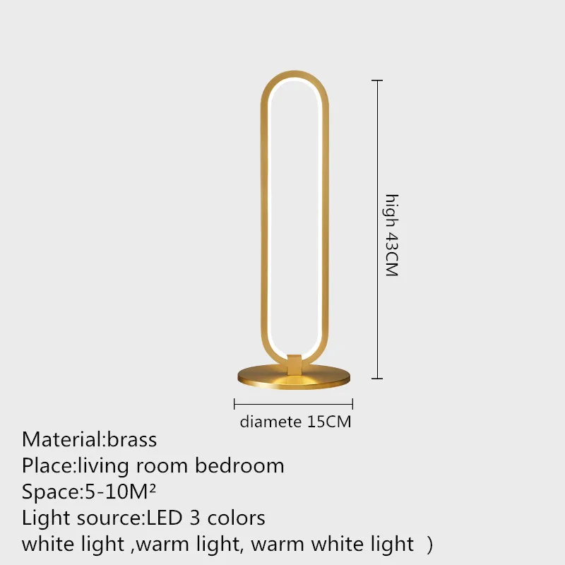 Lâmpada de mesa de latão contemporâneo, LED, 3 cores, cobre dourado, mesa de cabeceira, decoração de iluminação para casa moderna, quarto