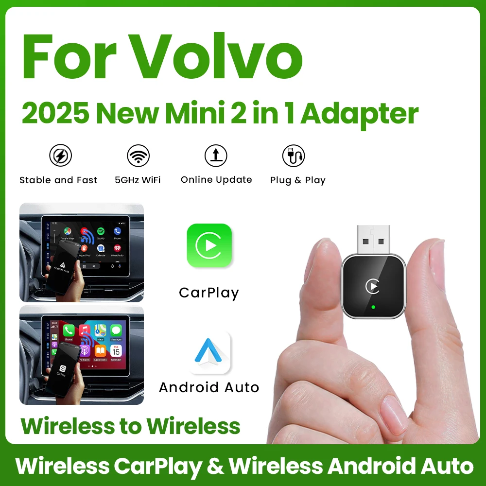 Adaptateur CarPlay Android Auto sans fil 2 en 1, Dongle intelligent Plug And Play pour Volvo XC90 S90 V90 XC60 S60 V60 XC40 EX30 C40, nouveau