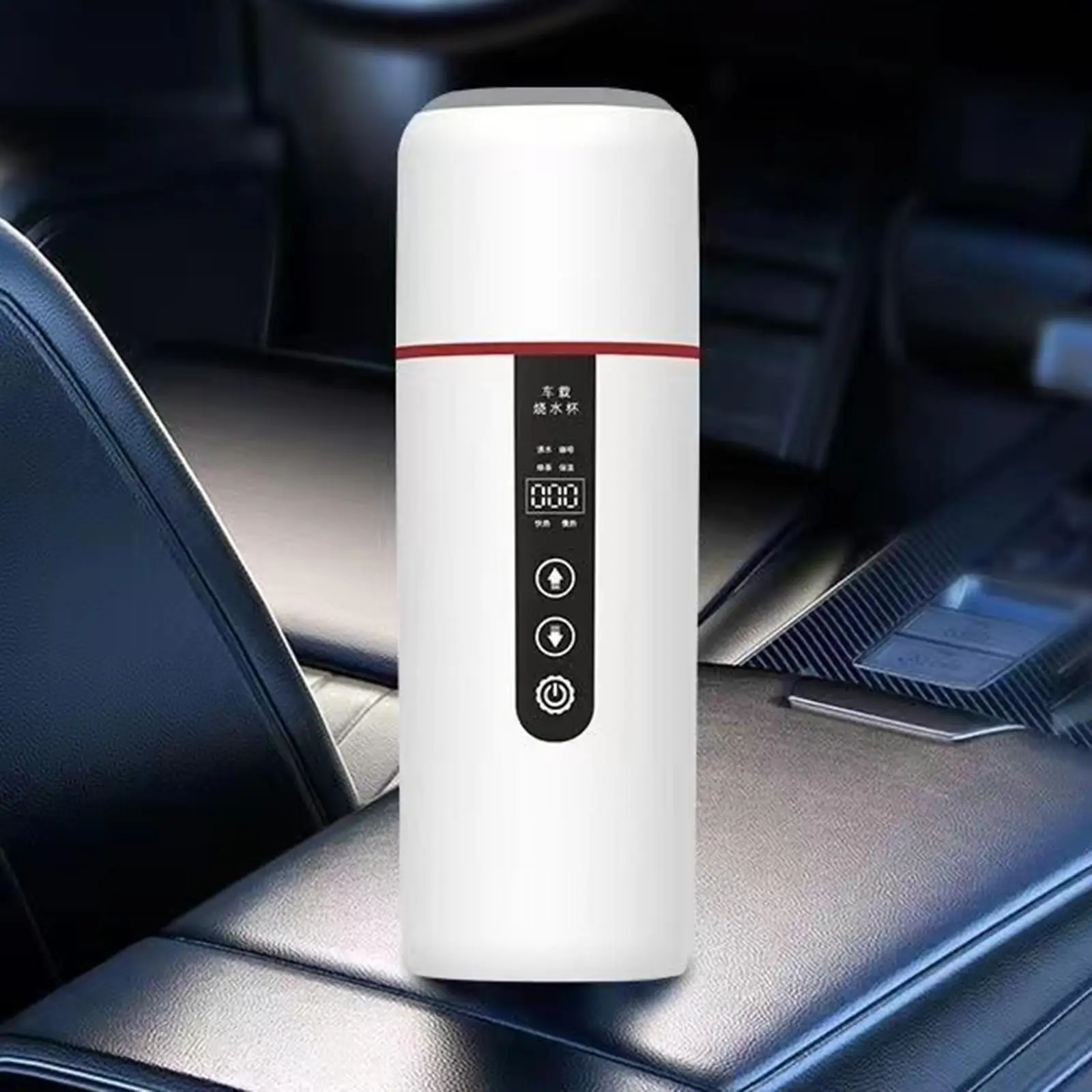 Portable Hot Water Kettle Stainless Steel Electric Car Heating Cup with Constant Temperature Display for Road Trips