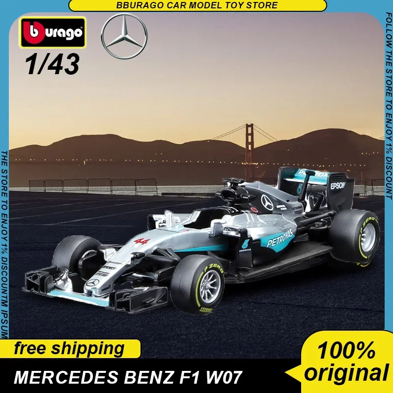 Bburago 1:43 Mercedes Benz W07 W10 W12 E F1 Car #6 #44 Diecast Model Formula Racing Hardbound Edition Alloy Luxury Vehicle Toys