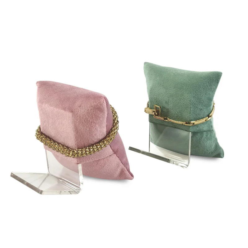 Velvet Hand Jewelry Display Pillow Watch Pillow Gift Box Inner Core Bracelet Bangle Anklet Chain Display Refreshing Cyan Pink