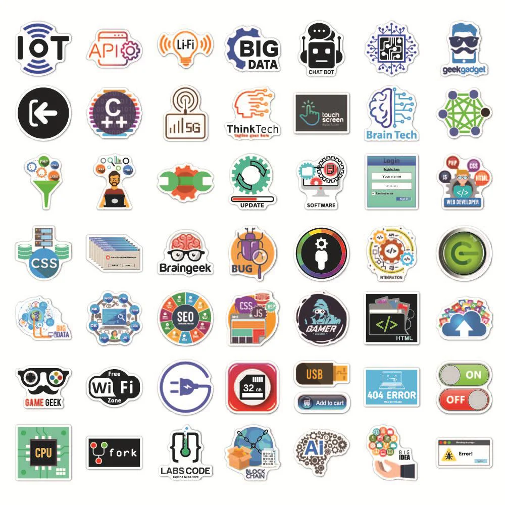 10/30/50pcs Cartoon Programming Cool Stickers Software Programmer Decals DIY Laptop Phone Notebook PC Graffiti Sticker for Kids