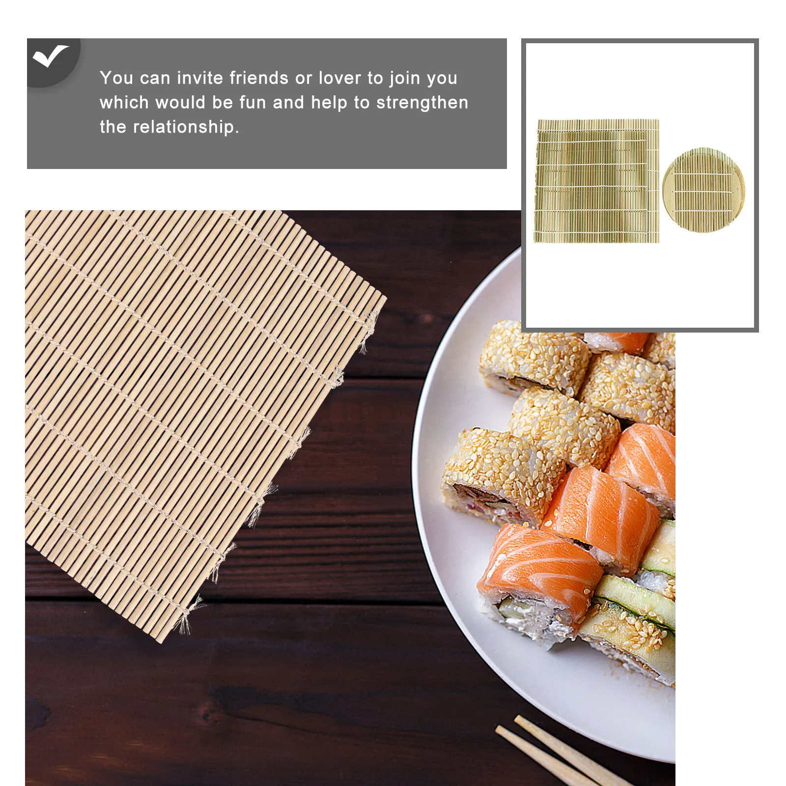 4Pcs Sushi Rolling Mats Bamboo Curtain Fragrance Tight Roll Easy Clean Home Kitchen Gadget Sushi Rolling Mats