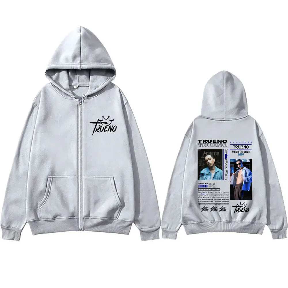 Rapper Trueno Mateo Palacios 2024 Graphic Zip Up Hoodie Pria Wanita Fashion Hip Hop Hoodie pria Vintage jaket ritsleting ukuran besar