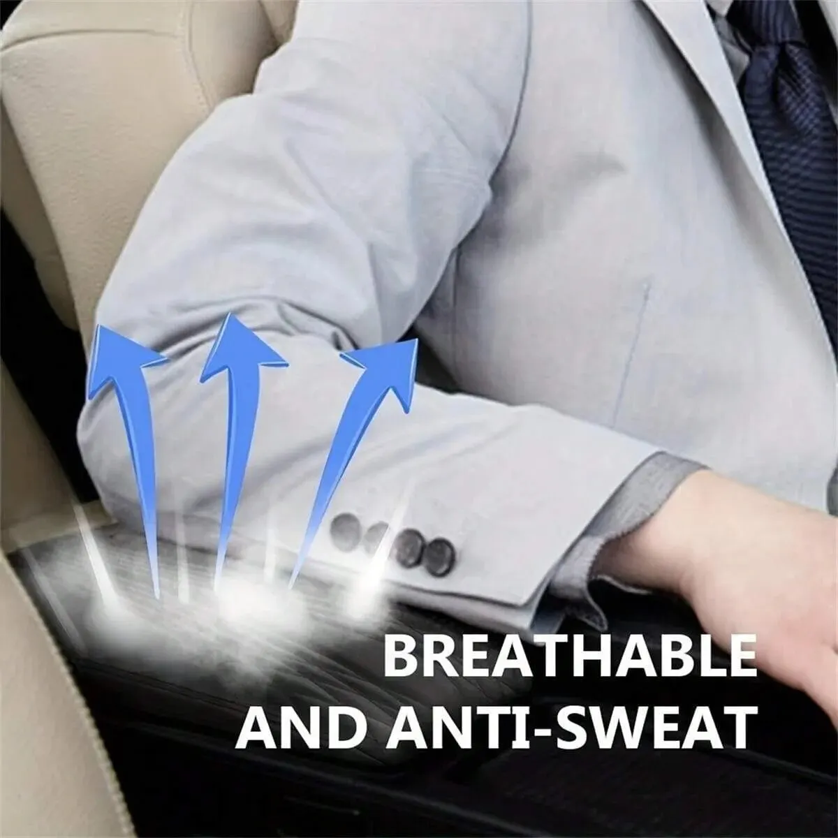 Wave Embroider PU Leather Car Armrest Mat Center Console Arm Rest Protection Cushion Auto Armrests Storage Box Cover Pad image 2