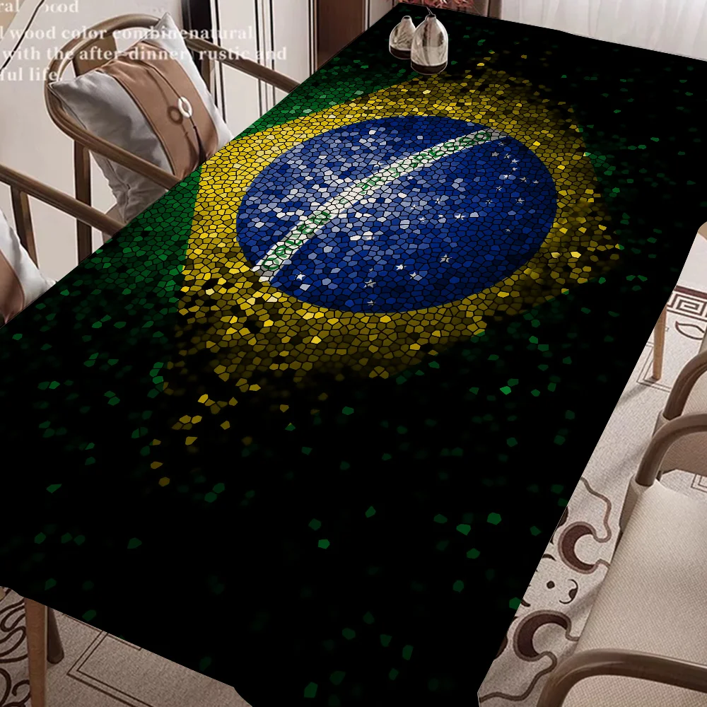 Brazil Brazilian Flag Rectangle Tablecloths Printed Table Cloth For Farmhouse Holiday Wedding Party Dining Table Decor