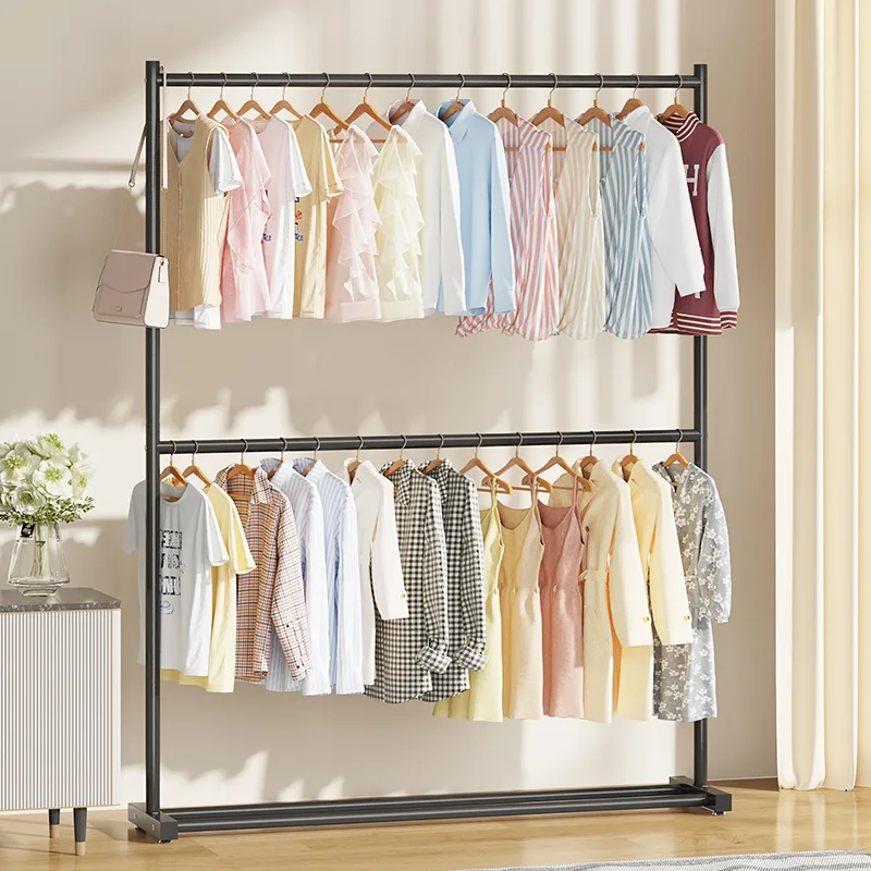 Two Tier Clothes Rack Freestanding US Europe Space Saving Bedroom Drying Rack Clothes Hanger Clothes Hanger Stand Hangers