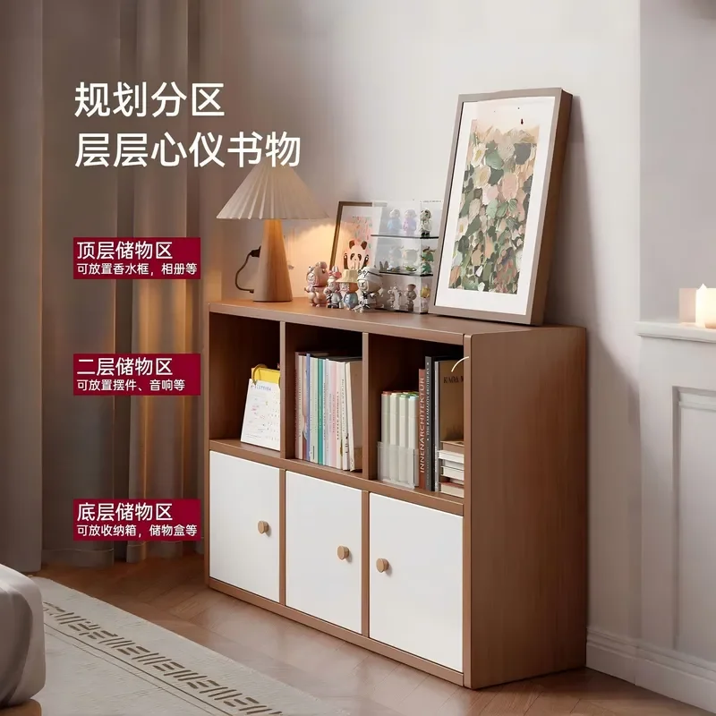 Open Display Storage Cabinet Living Room Side Table Sofa Low Console Wall Mounted Floor Locker Household Bookcase Shelf