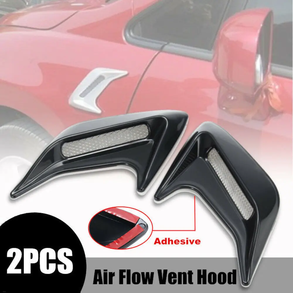 2Pcs Car Part Air Flow Vent Hood Universal Auto Decorative Air Scoop Flow Intake Hood Vent Bonnet ABS Plastic Black/Silver/White