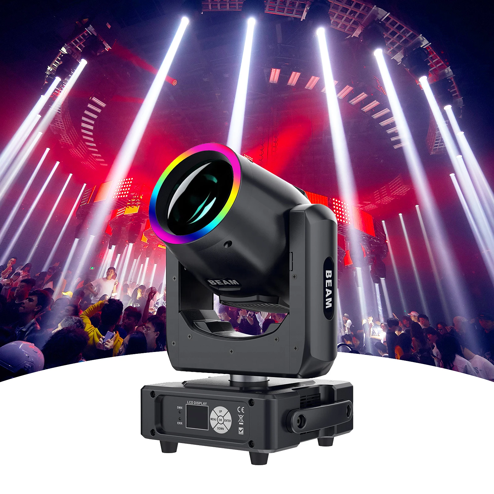 sharpy beam moving light stage lighting led light cabeza beam 230 7r with can add color touch LCD menu display beam 230