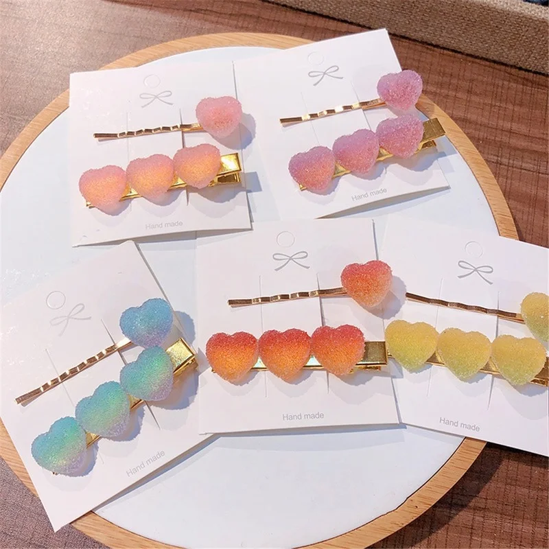 Jelly Sweet Heart Hair Grip Candy Color Hair Clip Lovely Child Hairpin Korea Style Hair Accessories for Women Girls Cute Gift