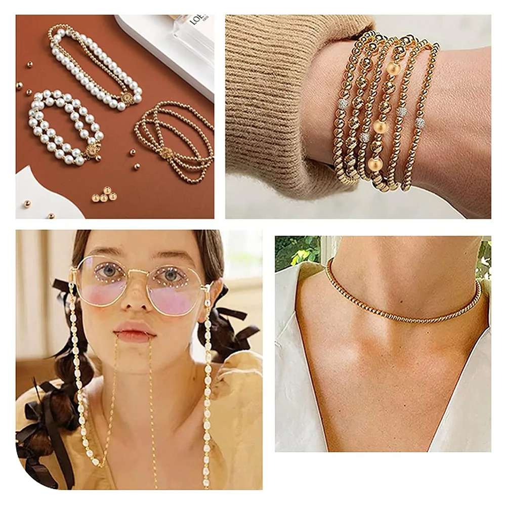 1set 75pcs 5 styles Rack Plating Brass Spacer Beads Long-Lasting  Round    2~6mm Hole: 0.8~1.5mm 15pcs/style